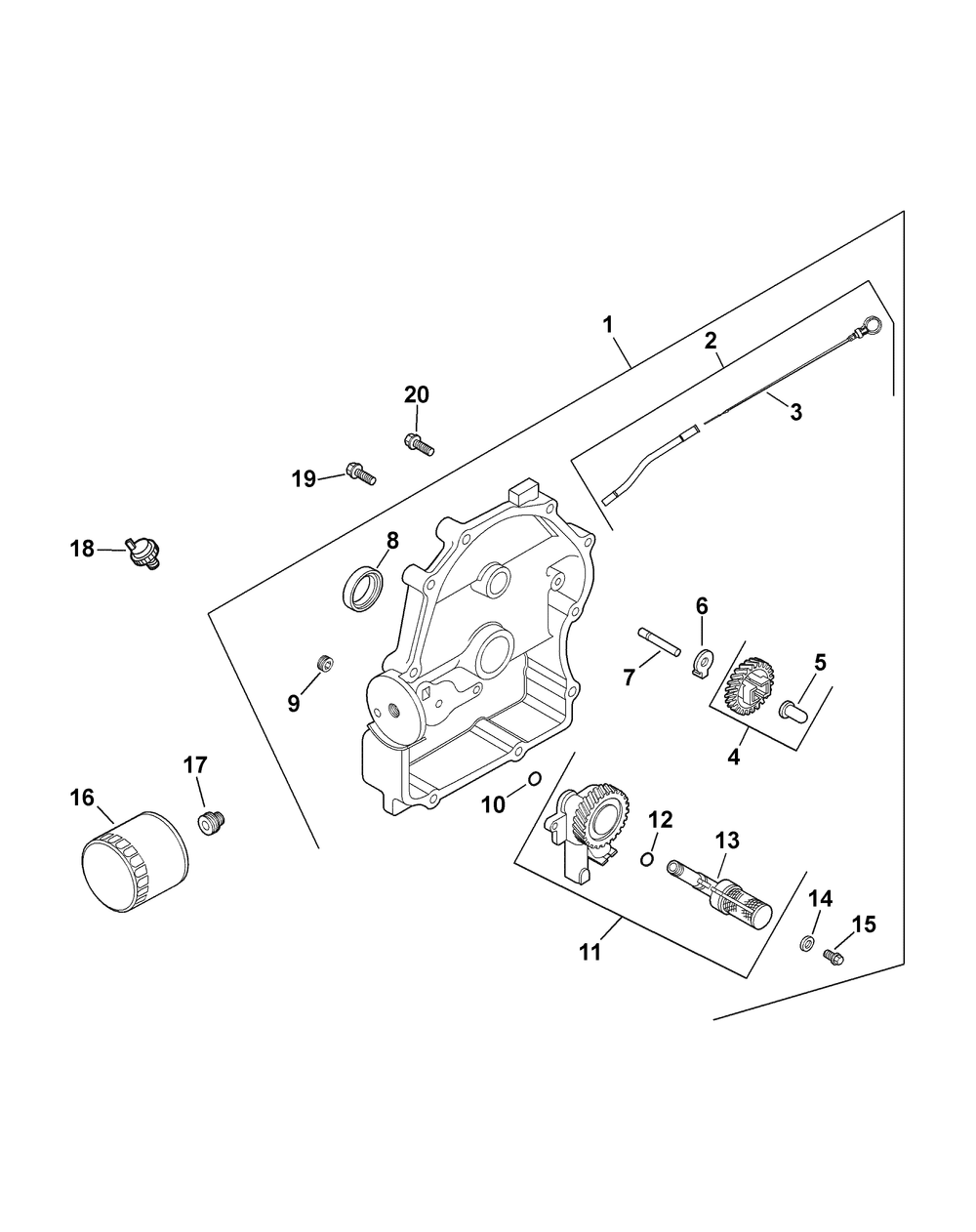 Kohler Engine Oil Pan And Lubrication Diagram and Parts List for 46F 4X4-1I018G-1I019G-37ACH010 Cub Cadet Lawn Tractor Accessories